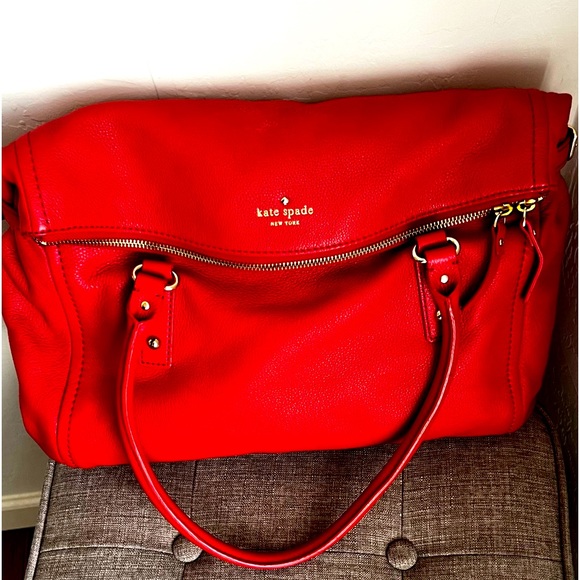 kate spade Handbags - Kate Spade - ECU/ could pass as new❤️♠️ Red Pebble Leather Satchel Bag